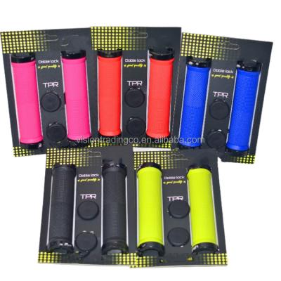 China Good Quality Mountain Bikes Bicycle MTB Lock On Grip Handles With Colorful Design for sale