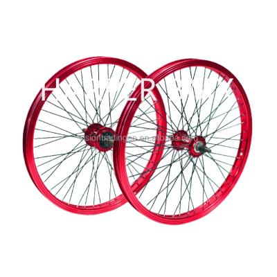 China BMX stock ready front and rear BMX bicycle wheels alloy rims with un-patched drive hubs for sale