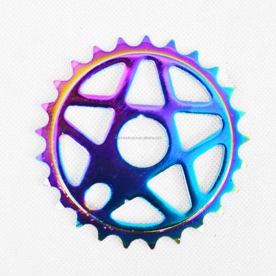 China Good quality 6061 aluminum BMX sprocket 25T aluminum sprockets with oilslick jetfuel colors for sale