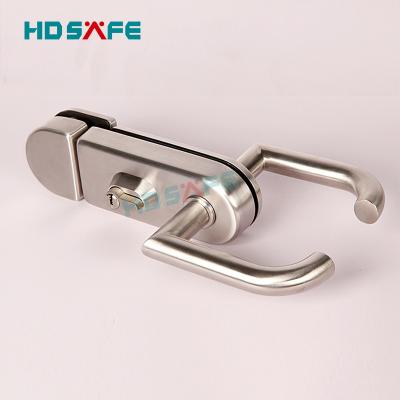 China Minimalist HDSAFE 304/316 Stainless Steel Sliding Door Lock Office 8-12mm Black Aluminum Frameless Glass Door Security Lock Handle for sale