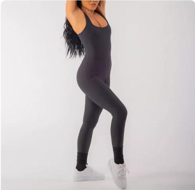 China Breathable Customize Women's Yoga Ribbed One Piece Tank Tops Rompers Sleeveless Outfits Exercise Jumpsuits for sale