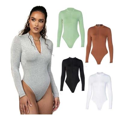 China Breathable Women active wear jumpsuit with zipper long sleeve one piece women long sleeve romper bodysuit for workout sports gym for sale