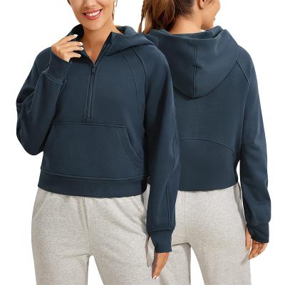 China Anti-wrinkle YOGA 100% cotton custom zip up high quality plain french terry hoodie manufacturers for sale