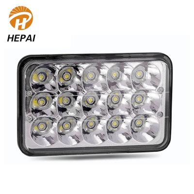 China 1.Die-cast Alloy 4X6 Beam Good Heat Turning Good Heat Truck High/Low Spotlight Square Off-Road Car 45W Led Headlamp for sale