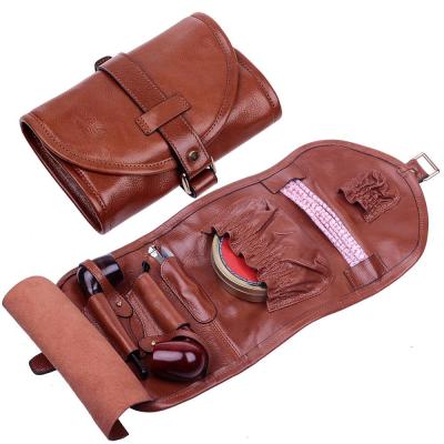 China Manufacturer / Factory Tobacco Pipe Leather Pouch Wrap Smoking and Field Notes Case Leather Tobacco Pipe Rollup Bag for sale