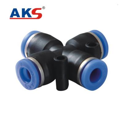 China Air Plastic Reducer Air Compressors PZA AKS Cross Pneumatic Fittings for sale