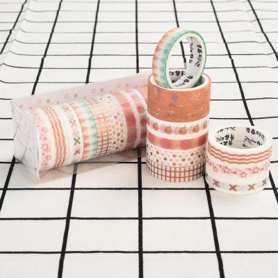 China Waterproof gold foil printed washitape for craft DIY thin washi paper tape custom make washi tape in stock for sale