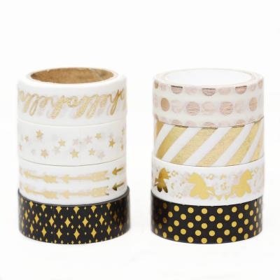 China Wholesale Custom Waterproof Aluminum Foil WashiTape Gold Printed Washi Tape for sale