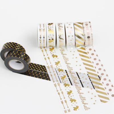 China Waterproof Paper Tape OEM Gold Printed Washi Tape For Manual Decorating Foil Washi Tape for sale