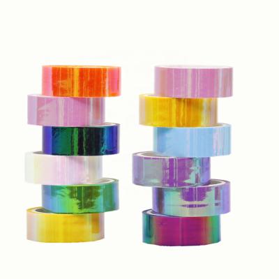 China Waterproof Colored Decorative Mirror Tape Holographic Single Sided Adhesive Tape For Package for sale