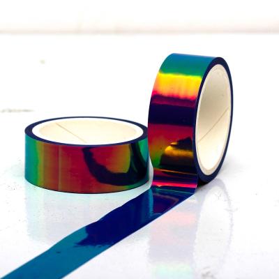 China Waterproof Laser Holographic Colorful Decorative Tape Iridescent Band Roll for sale