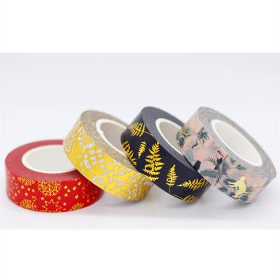 China Custom Made Gold Printed Washi Tape Adhesive Paper Tape Custom Waterproof for Christmas for sale