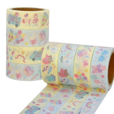 China Waterproof Custom Designs Printed Adhesive Glitter Washi Tape For Christmas Decoration for sale