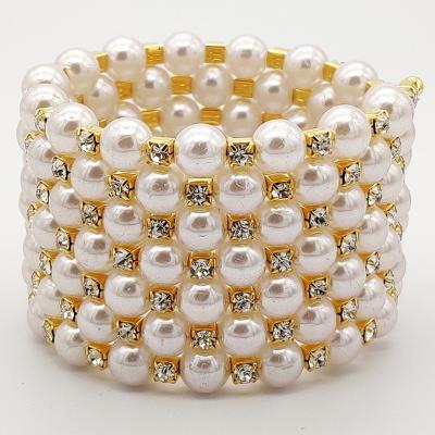 China European American Handmade Claw Chain Fashion Vintage 7 Rows Pearl Bracelet White Pearl Bracelet Jewelry for sale