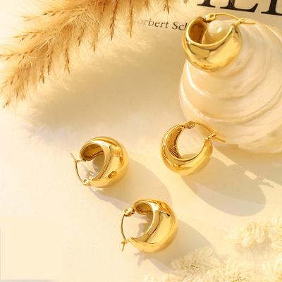 China Vintage New Arrivals 18k Gold Plated Smooth Wide Hoop Earrings Stainless Steel Irregular U Shaped Hoop Earrings for sale