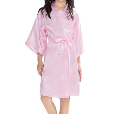 China Wholesale Breathable Kids Solid Color Bridesmaid Custom Made Wedding Birthday With Gold Glitter Satin Kimono Spa Party Long Silk Robes for sale