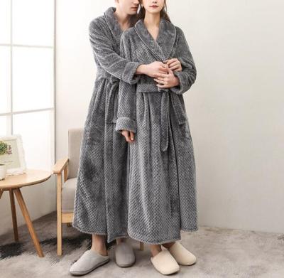 China Long Thermal High Quality Unisex Flannel Bathrobe Nightgown Women/Men Flannel Robe Kimono Robe Super Soft Home Wear Home Wear for sale