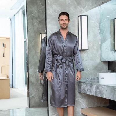 China Comfortable QUICK DRY Fabric Soft Satin Mens Sleepwear Robe For Male for sale