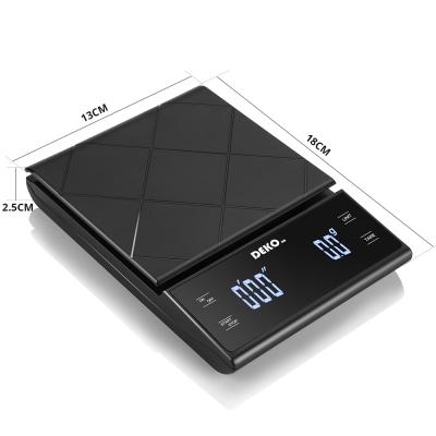 China Weight measuring Dekohm timing high kitchen coffee scale smart digiInttal brewing scale digital coffee scale for sale