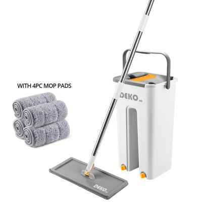 China DEKOhm Sustainable Wet Dry Lazy Dry 360 Microfiber Microfiber Floor Rotating Flat Mop With Bucket for sale