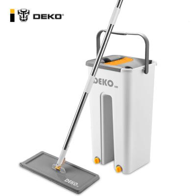 China Sustainable Premium Stainless Microfiber 360 Handle Pole Teel Dekohm Flat Mop Floor Rotating Floor Cleaner With Bucket Sets for sale