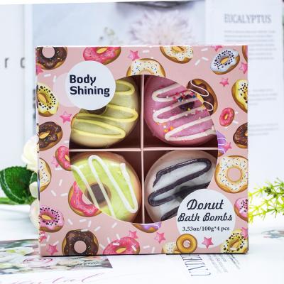 China Hot Selling Donuts Sea Salt Bubble Bath Bomb Colorful Vegan Organic Bath Fizzies Gift Cleansing Set for sale