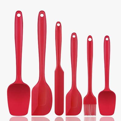 China Durable Heat Resistant Kitchen Rubber Spatulas Set 6 Pieces Non Stick Cooking Tools Silicone Spatula Baking Set for sale