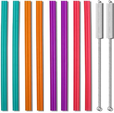 China 10 Inch BPA Free Silicone Disposable Reusable Straws Extra Long With Cleaning Brushes for sale