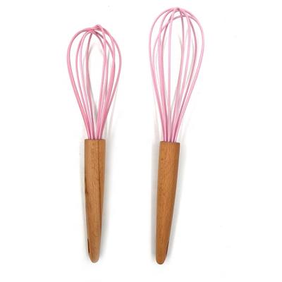 China Sustainable Pastry Tools Cake Kitchen Baking Beater Set Of 2 Silicone Balloon Egg Beater With Silicone Handle for sale