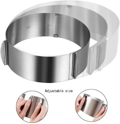 China Sustainable Stainless Steel Cake Ring 6 to12 inch Adjustable Mousse Mold Cake Decor Mold Baking Ring for sale