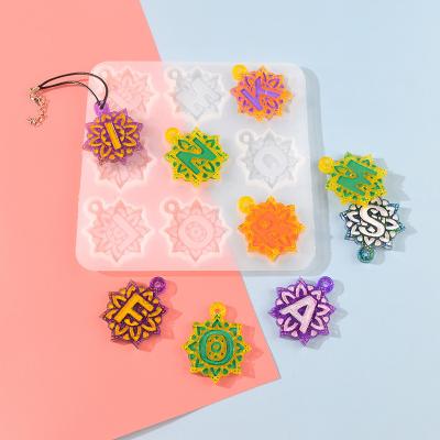 China Other Head Chain Phone Sticker Silicone Mold Epoxy Mandala English Letter Pendant Mold Diy for sale