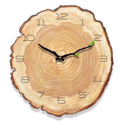 China Antique Style 12 Inch Annual Ring Wooden Wall Clock Customized Creative For Home Decorative for sale