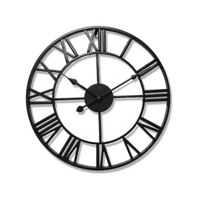 China Antique Simple Creative Quiet Circular Iron Personality Atmosphere Rome Style Decorative Wall Clock for sale