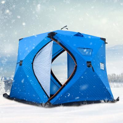 China Large Space Wholesale Winter Camping Outdoor Portable Pop Up Insulated Ice Fishing Shelter Tent for sale