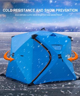 China Wholesale Portable Large Space Cube Ice Fishing Tent Camping Shelters Outdoor Winter Thermal Insulated Ice Fishing Tent for 2 or 3 Person for sale