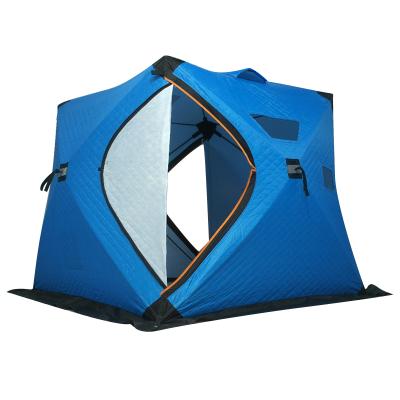 China Wholesale Portable Large Space Cube Ice Fishing Tent Outdoor Camping Shelter Pop Up Insulated Ice Fishing Tent for sale