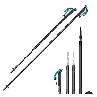 China Survival camping hike. military .exploring .driving tools. Outdoor Multifunctional Folding Aluminum Alloy 4 Section Aluminum Alloy 4 Section Shock Absorbing Shock Absorbing Trekking Pole for sale