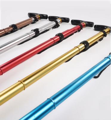 China Outdoor Camping Raising Adjustable Folding Aluminum Alloy Folding Canes Traveling Aluminum Folding Crutches For Elderly for sale