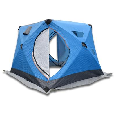 China Large Space Winter Fishing Tent Outdoor 3-4 Person Winter Ice Fishing Tents Insulated Warm Shelter Windproof Camping Ice Shelter for sale