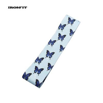 China Blue Cotton+Polyester Butterflies Patterned Logo Hip Resistance Booty Bands Custom Made for sale