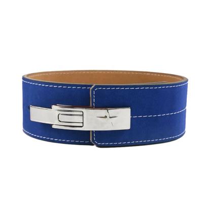 China Custom Genuine Leather Suede Lever Buckle Logo Weightlifting Belt for sale