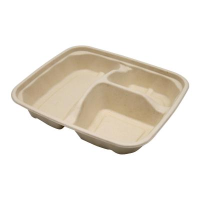 China Recyclable Microwavable Disposable Sugar Cane Pulp Tray Disposable Sugarcane Canes Pulp Food Clamshell Boxes for sale