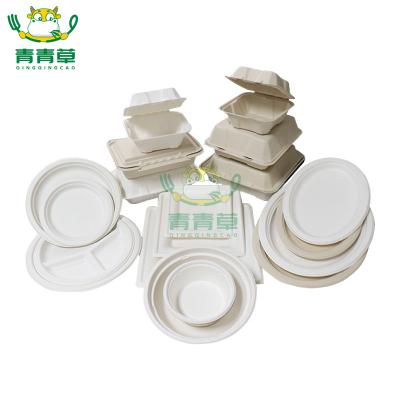 China Eco-friendly 6*6inch Biodegradable Disposable Sugarcane Clamshell Take Away Food Packaging for sale