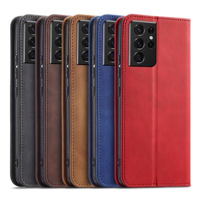 China Luxury Shockproof Factory Wholesale Shockproof PU Leather Wallet Wrap Shellcase For Samsung S21 Sublimation Ultra Phone Case 2021 for sale