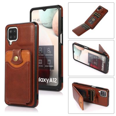 China Wholesale Fashion Shockproof Wallet With Card Slot Leather Mobile Case For Samsung Galaxy A12 Cell Phone Covers for sale