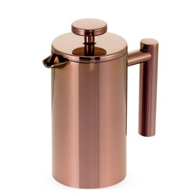 China Sustainable Double Walled French Press Luxury Mounted Gold Color Stainless Steel for sale