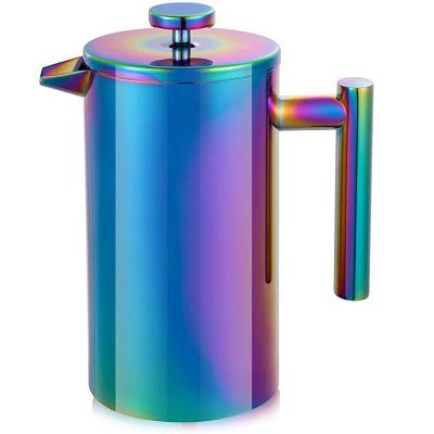 China BSCI Audit Sustainable Factory PVD Plated Stainless Steel Double Wall French Press for sale