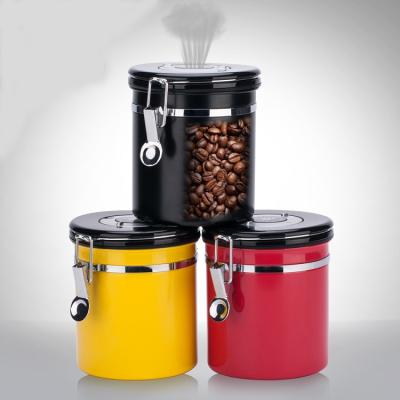 China Traditional wholesale stainless steel kitchen tea coffee bean sugar canister airtight metal with different color choose for sale