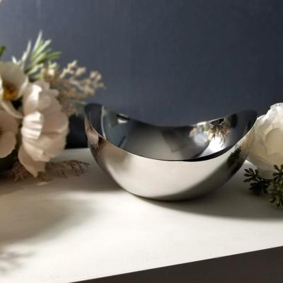 China Sustainable High Quality Mirror Polished Stainless Steel Wavy Rim Bowl for sale