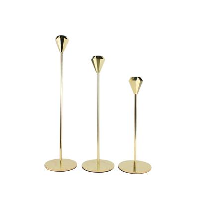 China Home Decoration Amazon Gold Color Hot Selling Polished Steel Candlesticks Stand Set for sale